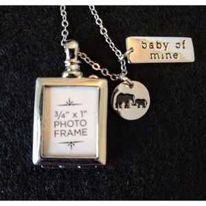 Baby Of Mine Picture Locket Silver-toned Necklace New Approx. 11.25" - 12.25"